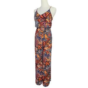H&M Brown Print Back Keyhole Jumpsuit
